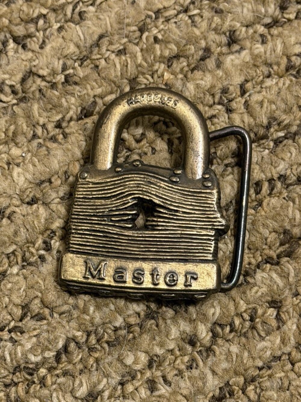 Vintage Belt Buckle Master Lock "Tough Under Fire"